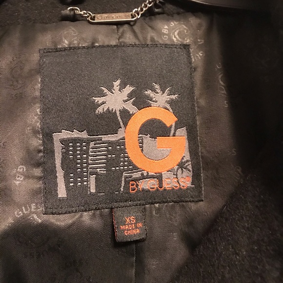 Guess Puff Sleeve Black Wool Blend Belted Coat XS - Picture 5 of 8